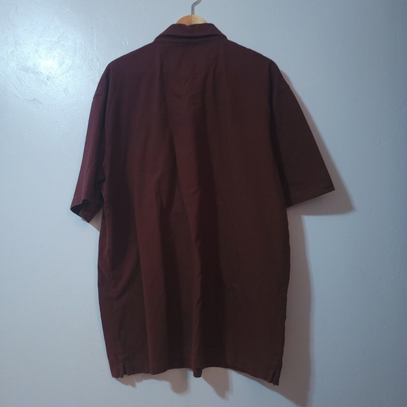 Duluth Trading Co Mens Long Tail T Polo Red Wine Lrg Short Sleeve Cotton Shirt - Picture 4 of 7